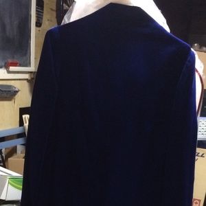 Vintage Blue Velvet Ankle-Length Dress Long-Sleeve 60s-70s Classic About Size 8